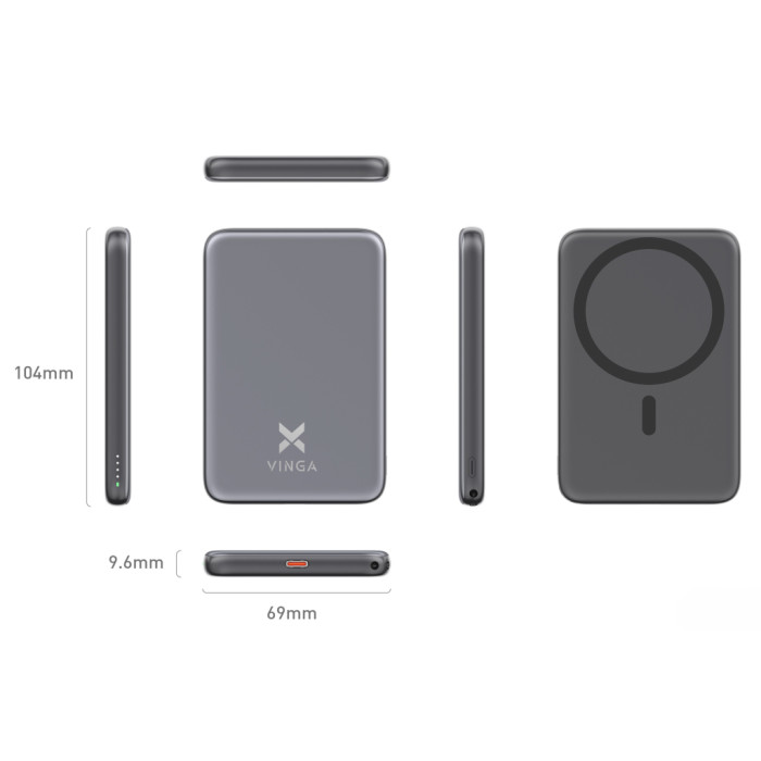 Батарея універсальна Vinga 5000 mAh 20W/15W Wireless (VPBB520WL)