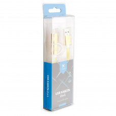 Дата кабель USB 2.0 AM to Lightning + Micro 5P 1.0m flat yellow Vinga (VRC791Y)