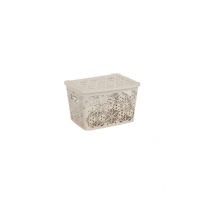 Кошик для зберігання Violet House 0402 №2 Ажур з кришкою Cappuccino 7 л (0402 №2 Ажур CAP з/кр. 7 л)