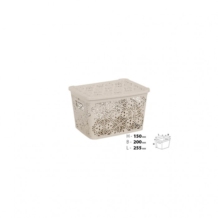 Кошик для зберігання Violet House 0402 №2 Ажур з кришкою Cappuccino 7 л (0402 №2 Ажур CAP з/кр. 7 л)
