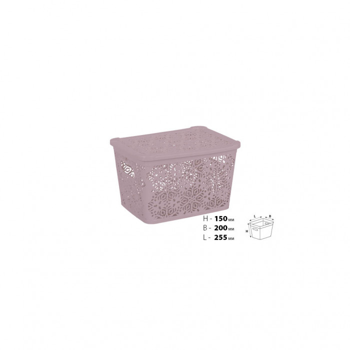 Кошик для зберігання Violet House 0402 №2 Ажур з кришкою Powder 7 л (0402 №2 Ажур PW з/кр. 7 л)