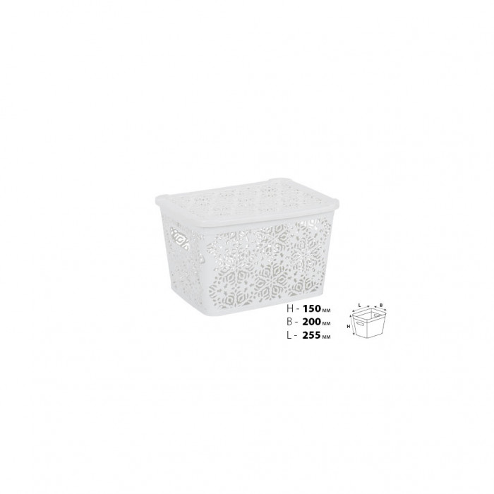 Кошик для зберігання Violet House 0402 №2 Ажур з кришкою White 7 л (0402 №2 Ажур W з/кр. 7 л)