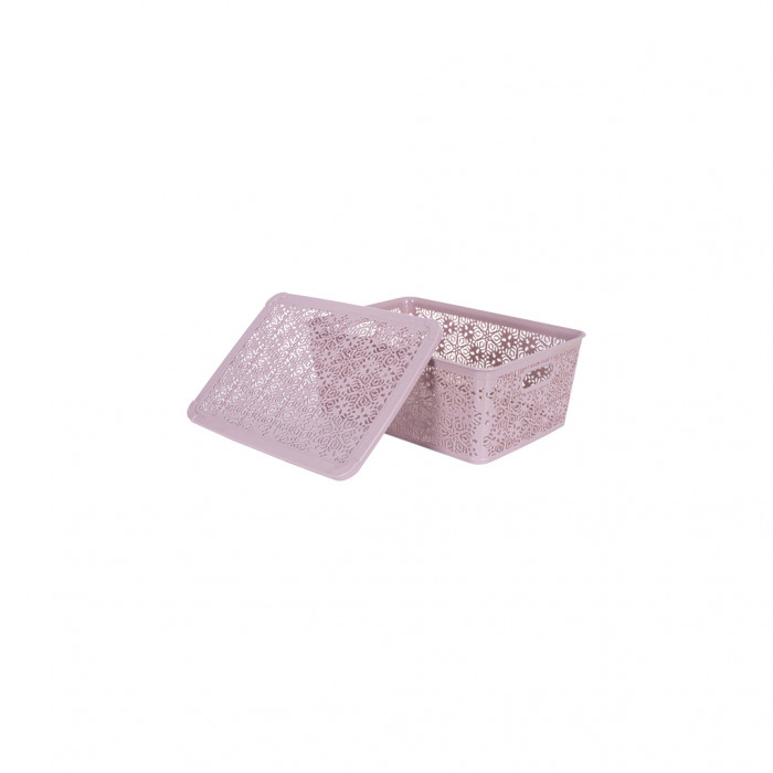 Кошик для зберігання Violet House 0404 №2 Ажур з кришкою Powder 14 л (0404 №2 Ажур PW з/кр. 14 л)