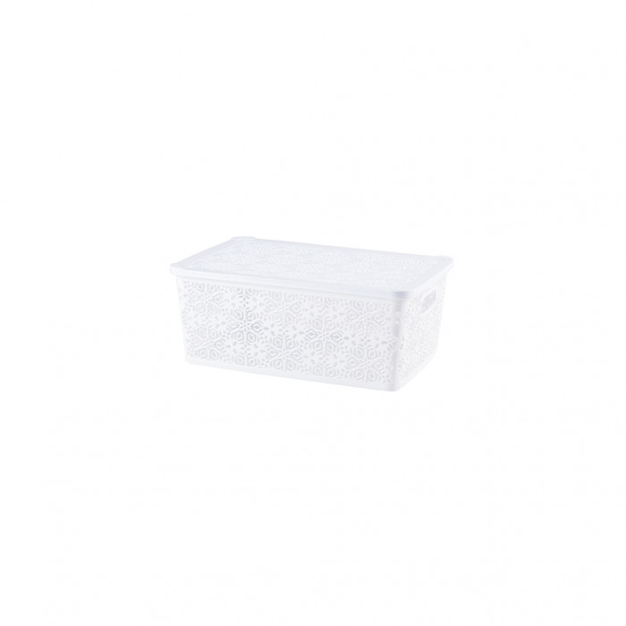 Кошик для зберігання Violet House 0404 №2 Ажур з кришкою White 14 л (0404 №2 Ажур W з/кр. 14 л)