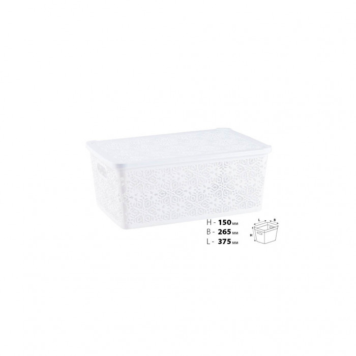 Кошик для зберігання Violet House 0404 №2 Ажур з кришкою White 14 л (0404 №2 Ажур W з/кр. 14 л)