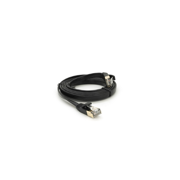 Патч-корд 1.5м UTP cat.7, CU, RJ45, плоский, black Weepda (PCMF-CU7/1.5Bk)