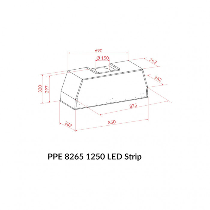 Витяжка кухонна Weilor PPE 8265 SS 1250 LED Strip
