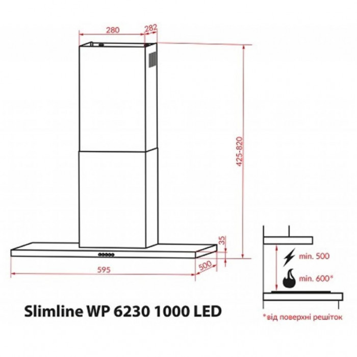 Витяжка кухонна Weilor Slimline WP 6230 BL 1000 LED