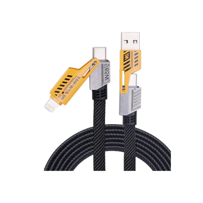 Дата кабель USB-C + USB-A to Lightning+USB-C 1.0m 65W X207 black WUW (6972573336524)
