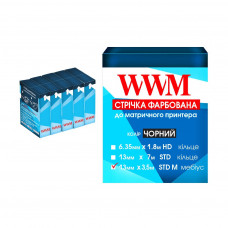 Стрічка до принтерів 13мм х 3.5м STD л. Black*5шт WWM (R13.3.5SM5)