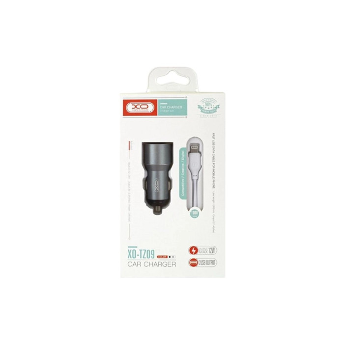 Зарядний пристрій XO 1xUSB + cable USB to Lightning TZ09 gray (6920680873517)