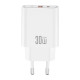 Зарядний пристрій XO 1xUSB 22.5W + 1xUSB-C PD30W white (CE42.white)
