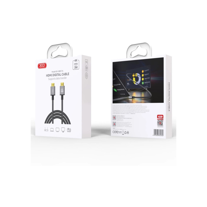 Кабель мультимедійний HDMI M to HDMI M 3.0m V2.0 black XO (GB017A-HDMI.tranish)