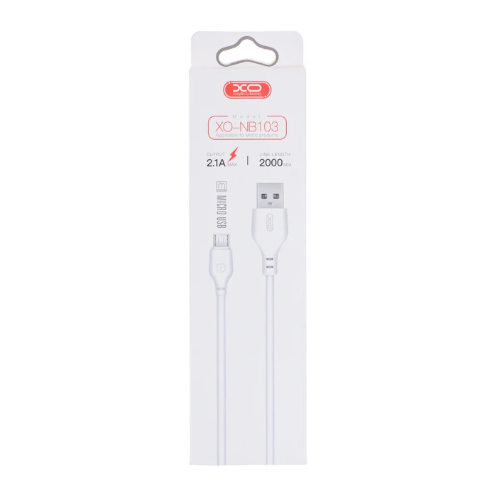 Дата кабель USB 2.0 AM to Micro 5P 2.0m 2.1A white XO (NB103-M2-WH)