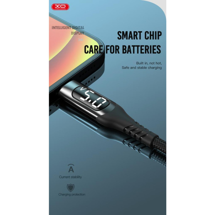 Дата кабель USB 2.0 AM to Lightning 1.0m 2.4A LED black XO (NB162-L-1-BK)