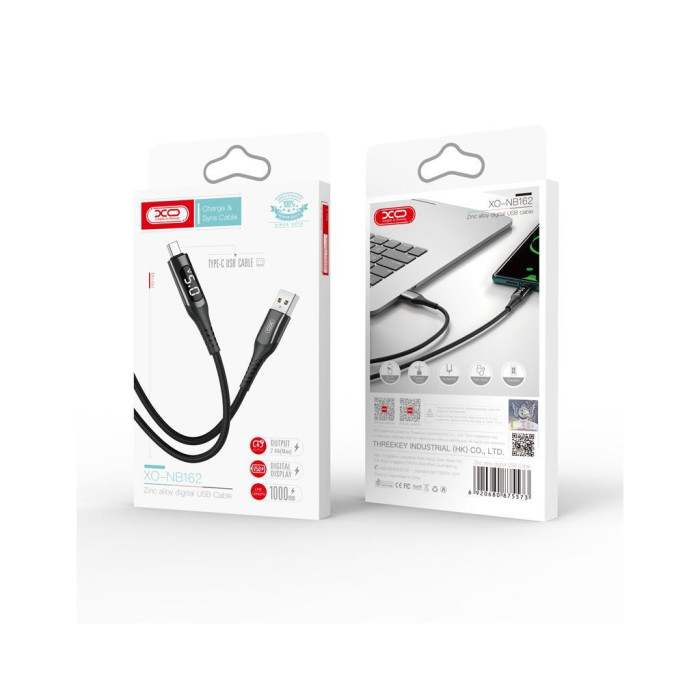 Дата кабель USB 2.0 AM to Lightning 1.0m 2.4A LED black XO (NB162-L-1-BK)