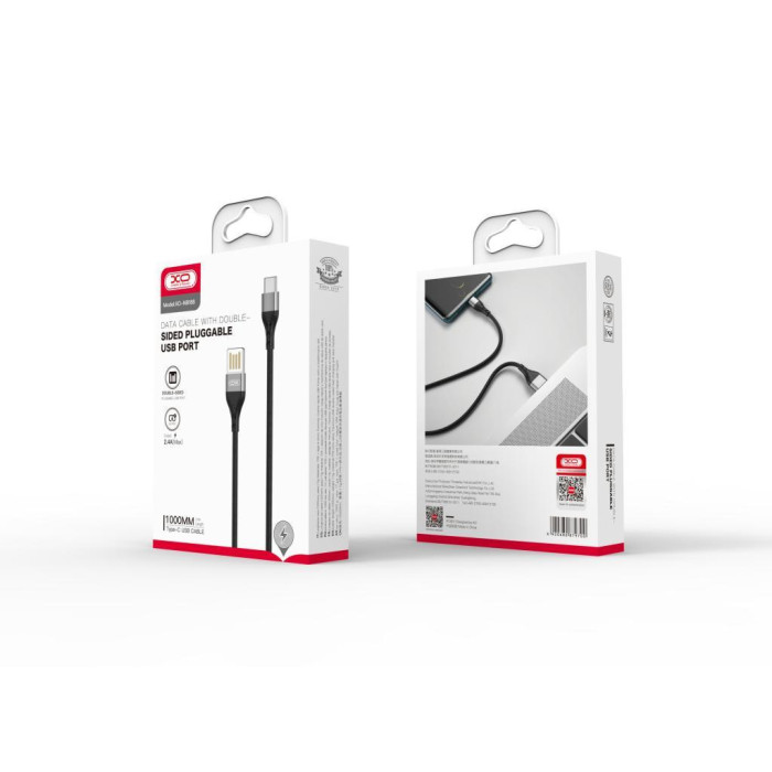Дата кабель USB 2.0 AM to USB-C 1.0m 2.1A double-side grey XO (NB188-TC-1-GR)