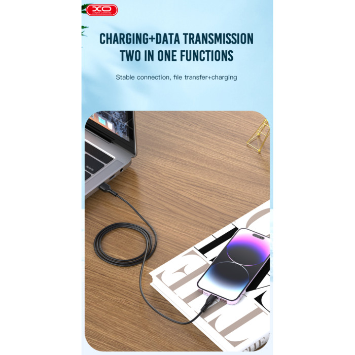 Дата кабель USB 2.0 AM to Lightning 1.0m black XO (NB230_L_Black)