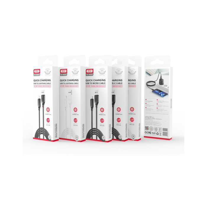 Дата кабель USB 2.0 AM to Micro 5P 1.0m braided white XO (NB235_M_White)