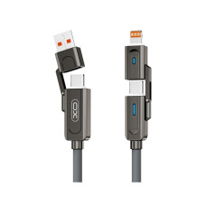 Дата кабель USB 2.0 AM to USB-C + USB 2.0 AM to Lightning 1.0m 60W gray XO (NB275_4-in-1_Gray)