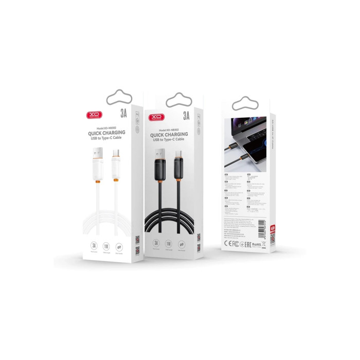 Дата кабель USB 2.0 AM to USB-C 1.0m 3A white XO (NB302-AC.white)