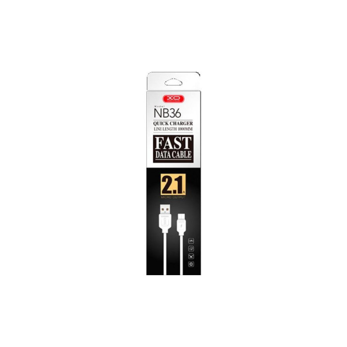 Дата кабель USB 2.0 AM to Micro 5P 1.0m 2.1A white XO (NB36-M-1-WH)