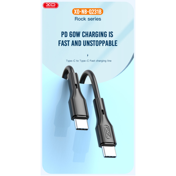 Дата кабель USB-C to USB-C 1.0m 60W black XO (NBQ231B_Black)