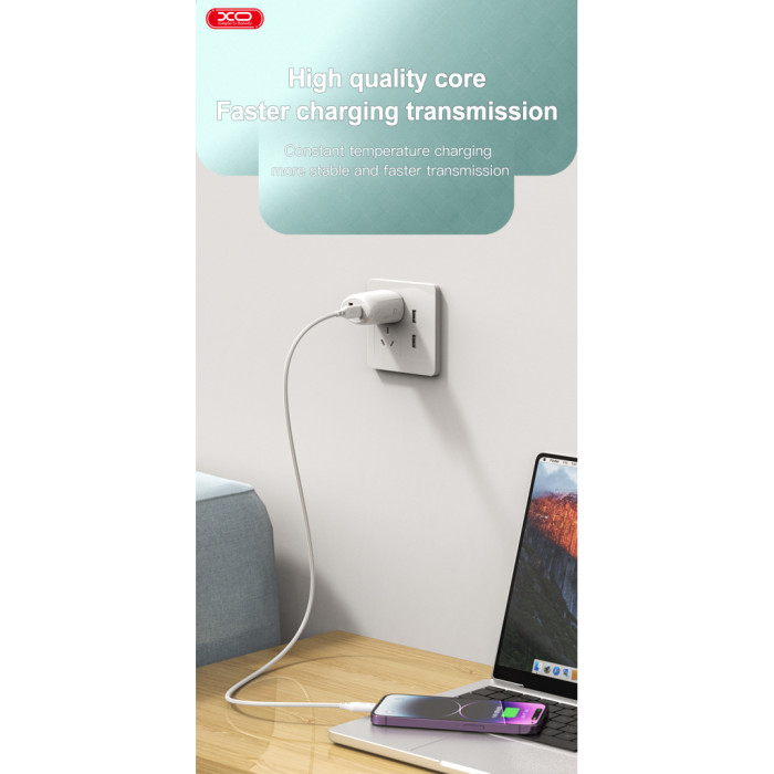 Дата кабель USB-C to USB-C 1.0m 60W braided XO (NBQ236B_White)