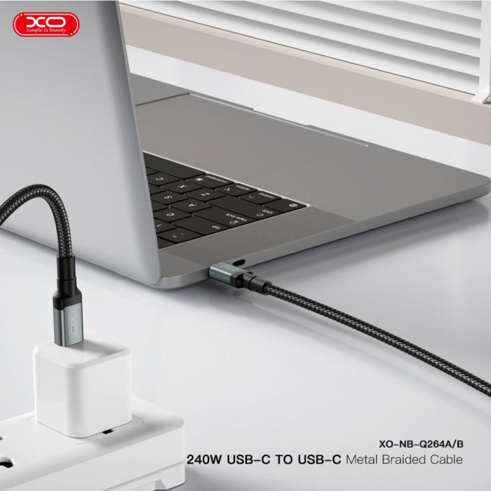 Дата кабель USB-C to USB-C 1.0m 240W black XO (NBQ264A_С_Black)