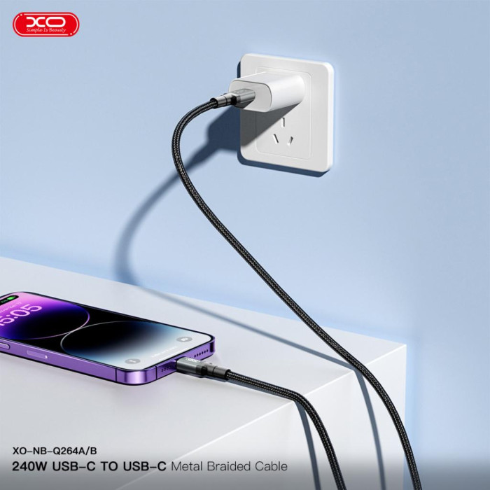 Дата кабель USB-C to USB-C 2.0m 240W black XO (NBQ264B_С_Black)