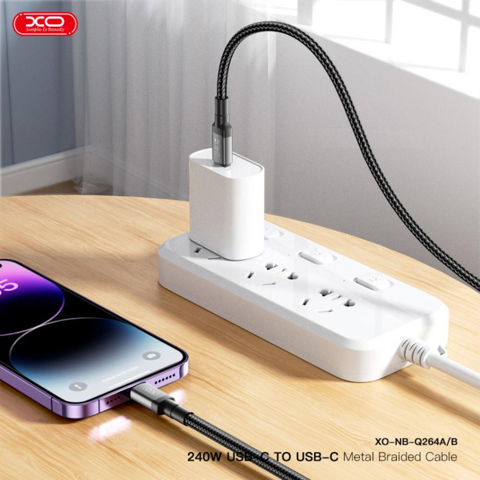 Дата кабель USB-C to USB-C 2.0m 240W black XO (NBQ264B_С_Black)