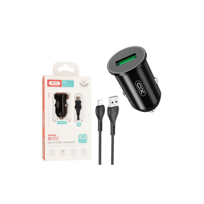 Зарядний пристрій XO USB QC3.0 18W + cable USB to Lightning black (TZ12-L-BK)