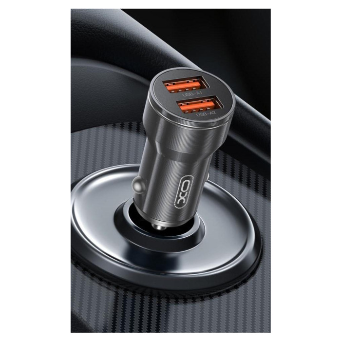 Зарядний пристрій XO CC48 2.4A/2 USB + microUSB Grey (XO-CC48m-GR)