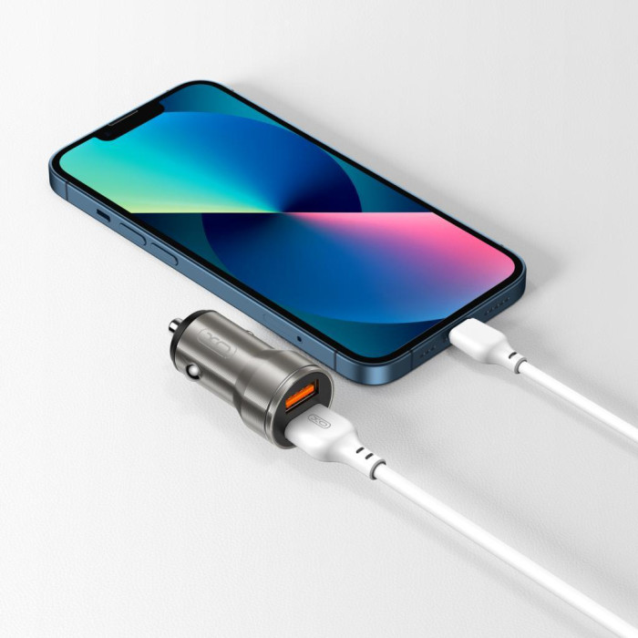 Зарядний пристрій XO CC48 2.4A/2 USB + microUSB Grey (XO-CC48m-GR)