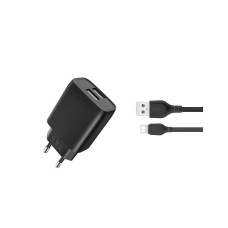 Зарядний пристрій XO L54 2xUSB 12W + cable USB to Lightning black (XO-L57-LGHT-BK)