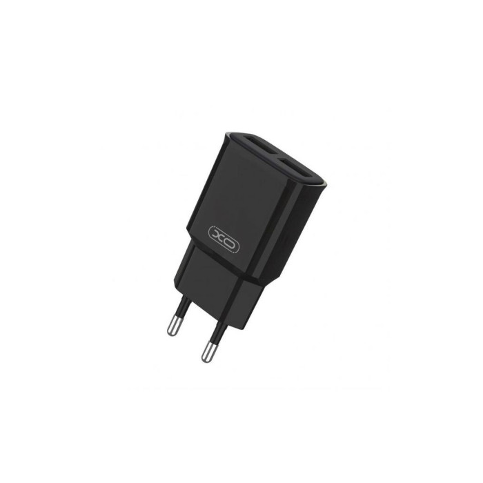 Зарядний пристрій XO L92C (2USB/2.4A) + USB - Lightning Чорний (XO-L92C-L)