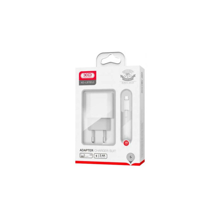 Зарядний пристрій XO L97 (1Type-C/1USB/2.4A) + USB - MicroUSB White (XO-L97-MC)