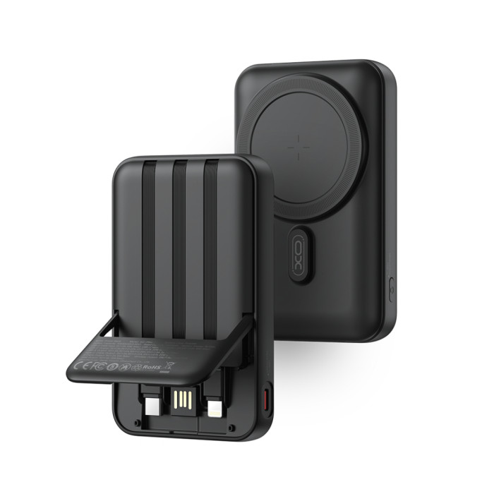 Батарея універсальна XO 10000mAh, 15W, MagSafe, Stand, black (XO-PR288-BK)