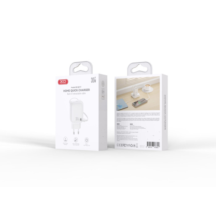 Зарядний пристрій XO 1xUSB-C PD30W GaN + cable USB-C to USB-C (XO-QC17)
