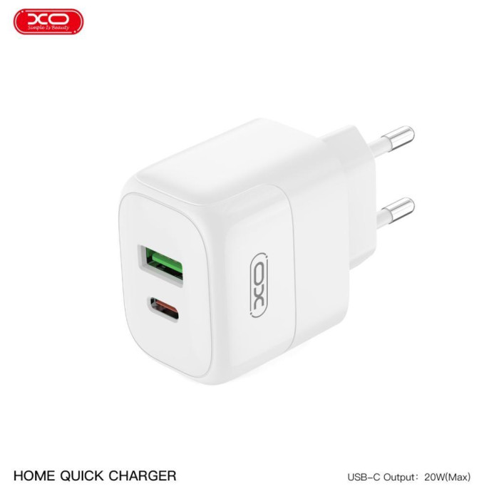 Зарядний пристрій XO 1xUSB QC3.0 + 1xUSB-C PD20W (XO-QC37)