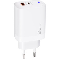 Зарядний пристрій XoKo 1xUSB-C PD45W + 1xUSB QC3.0 GaN white (XK-QC-450)