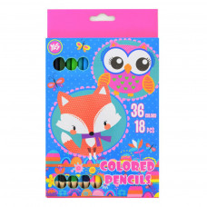 Олівці кольорові Yes Charming Animals 18 шт. 36 кольорів (290486)