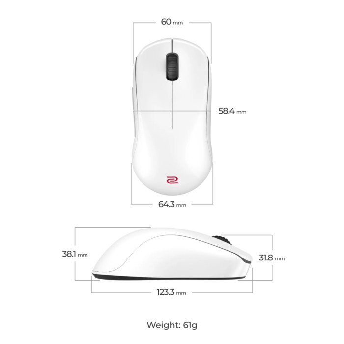 Мишка Zowie U2DW Wireless White (9H.N4PBE.A3E)